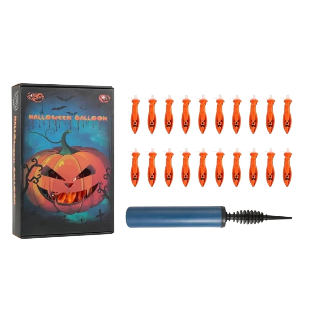 Pumpkin LED Light Up Balloon Set With Pump (20 Pcs )