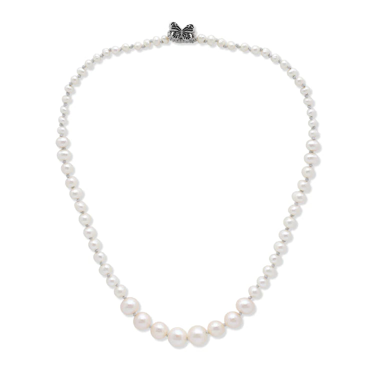Butterfly Freshwater Pearl Graduated Necklace - Silver - Expat Life Style