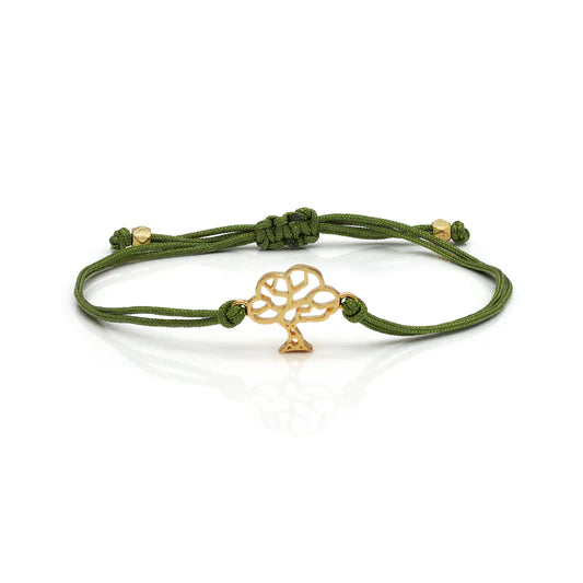 Tree Moss Green Cording Adjustable Bracelet - Gold - Expat Life Style