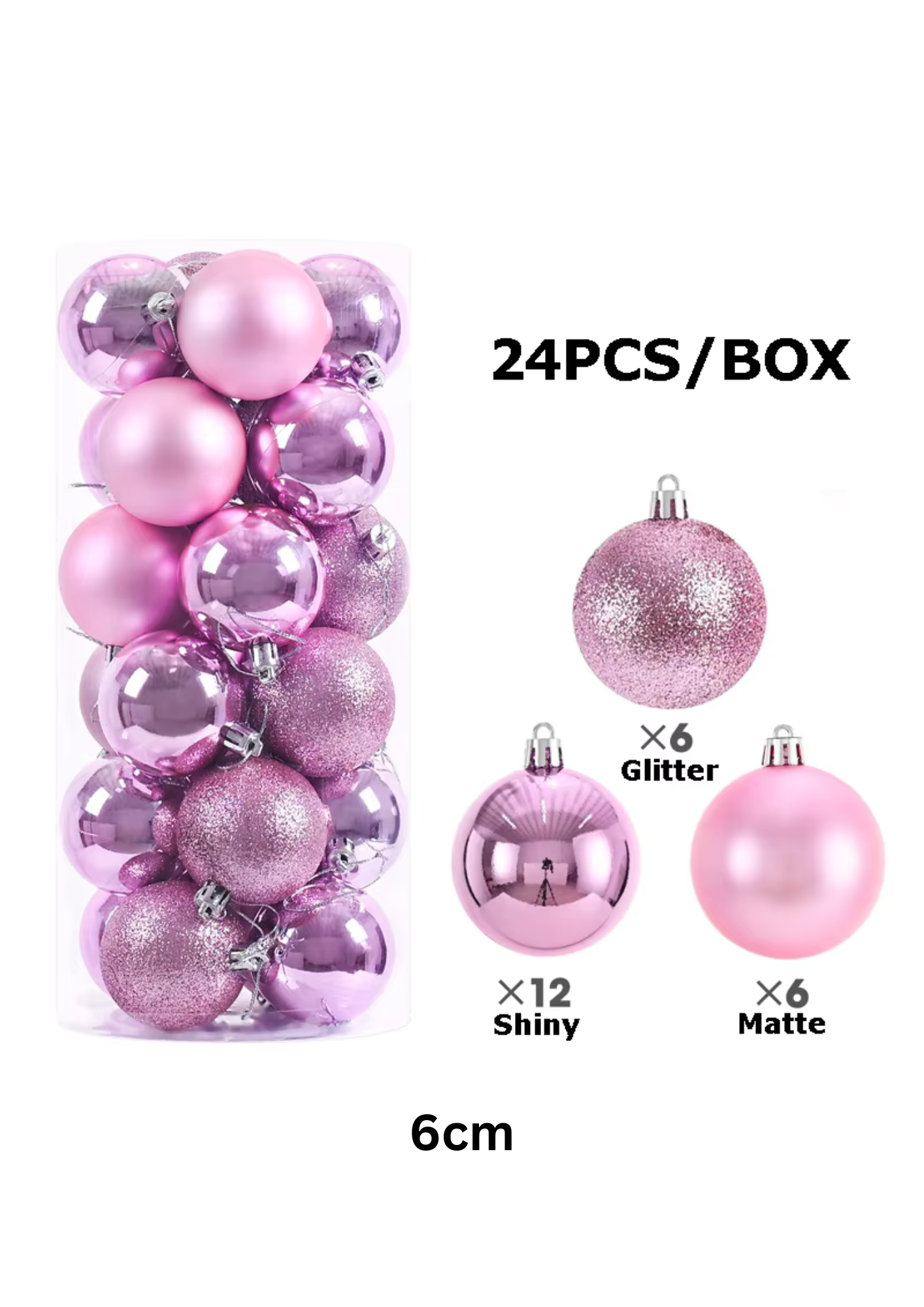 4cm 24pcs Pink Baubles