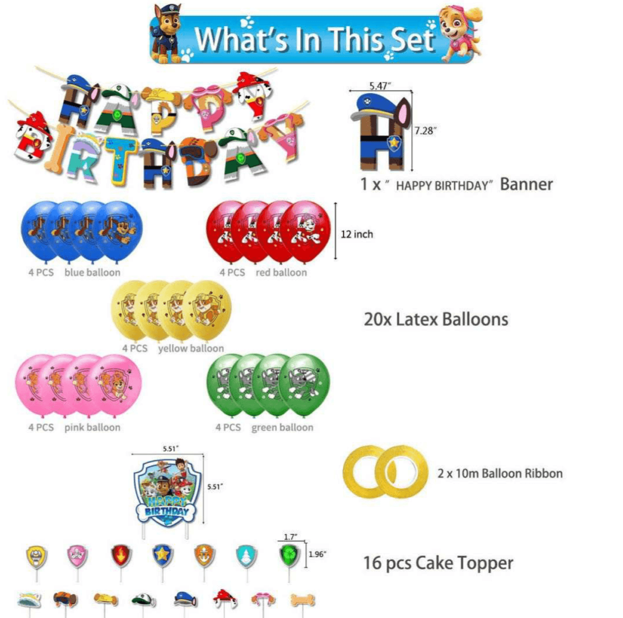 Paw Patrol Balloons & Banner - Expat Life Style