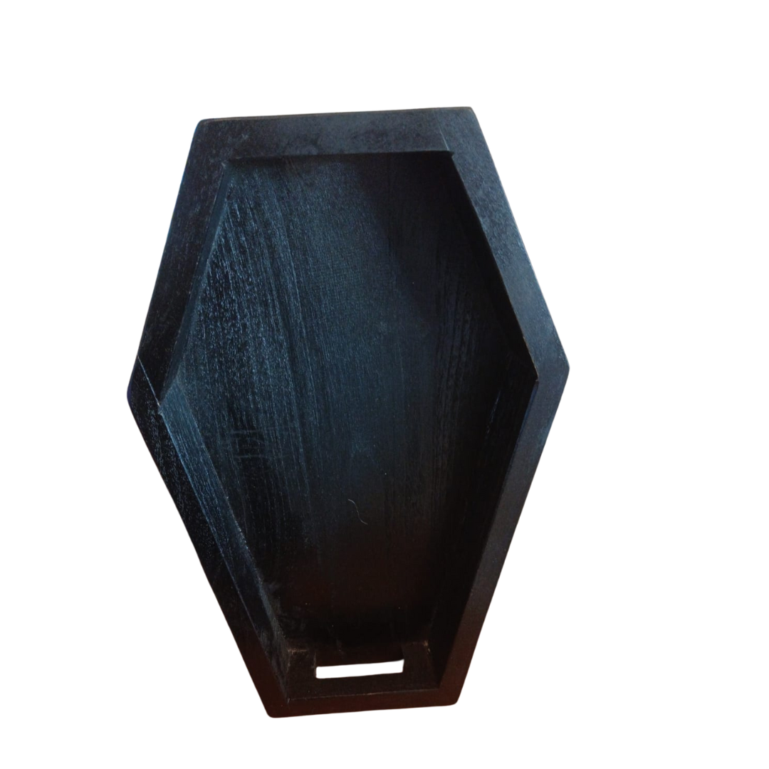 Black wooden Coffin Tray