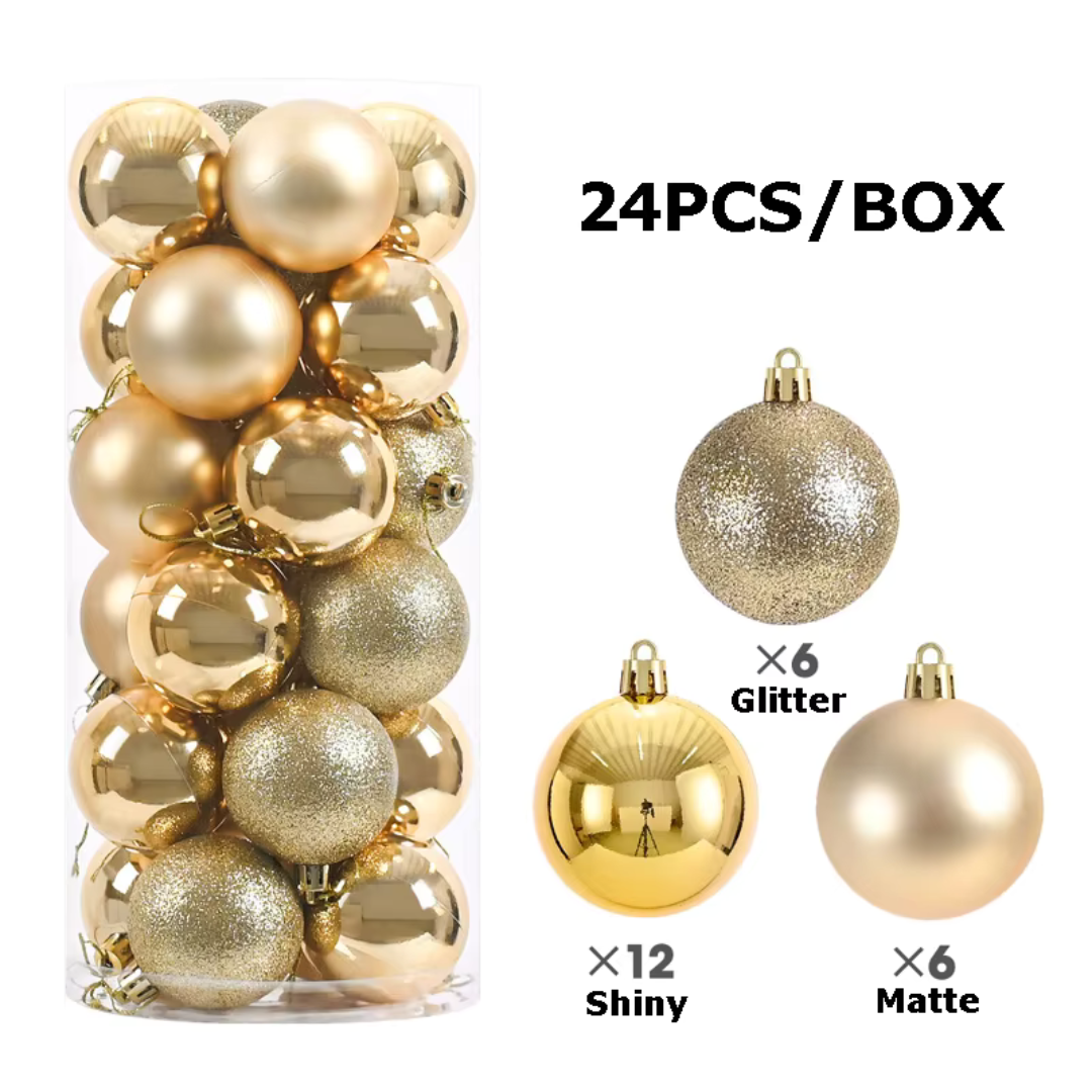 6cm 24pcs Gold Baubles