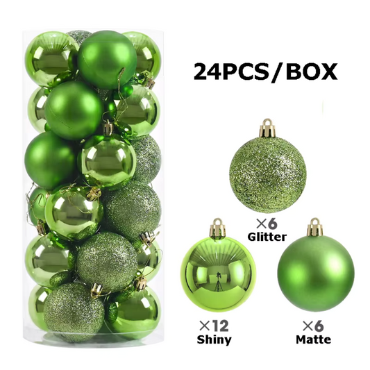 6cm 24pcs Green Baubles