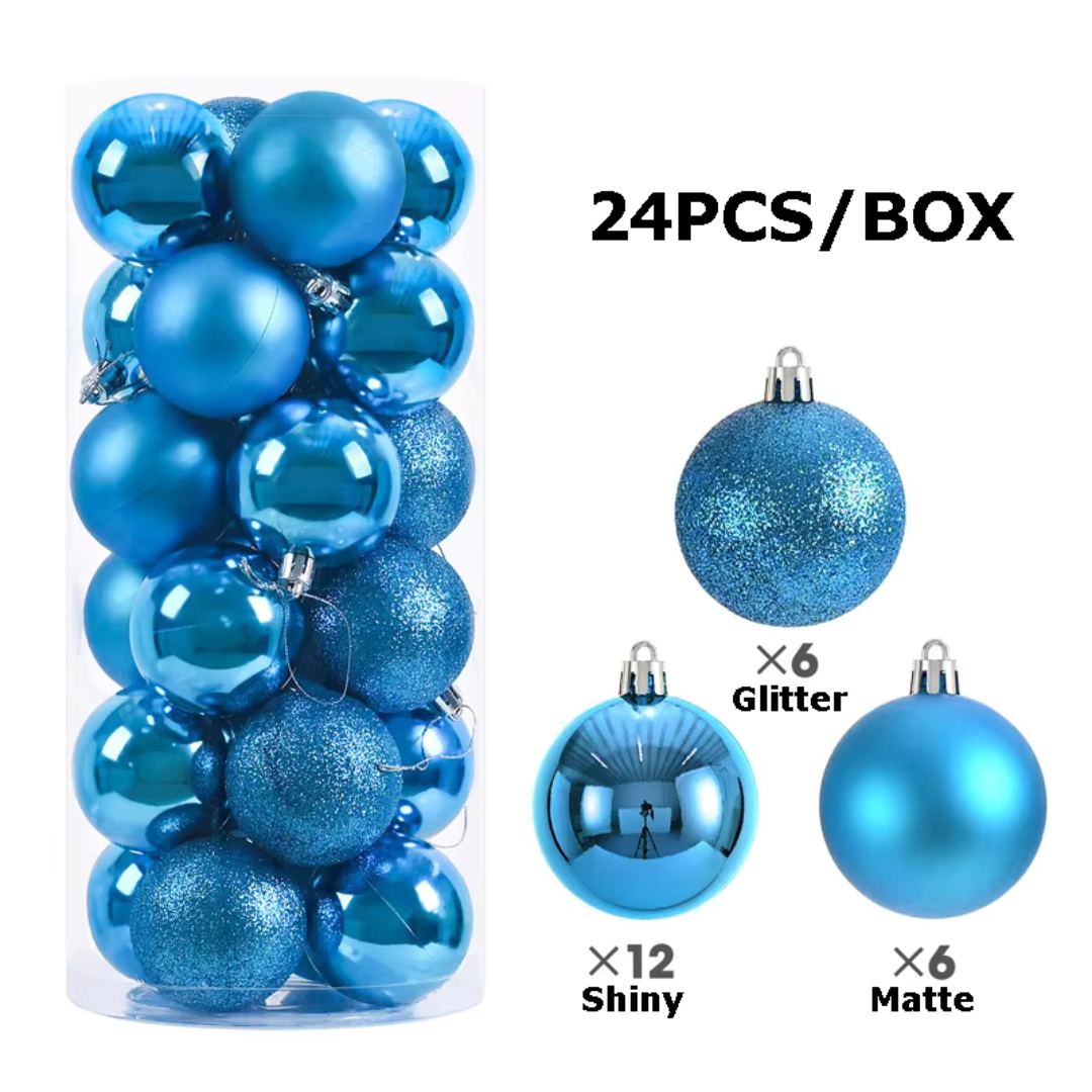 4cm 24pcs Light Blue Baubles