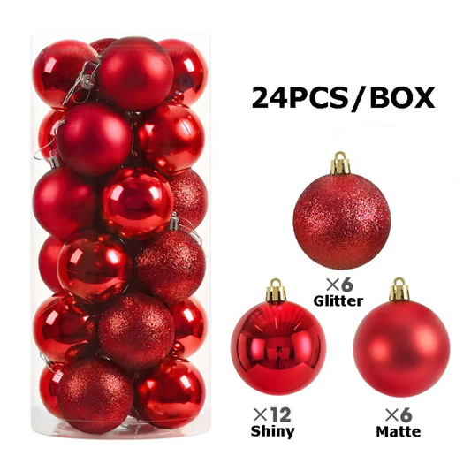 6cm 24 Pcs Red Baubles