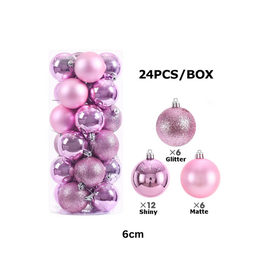 6cm 24pcs Pink Baubles