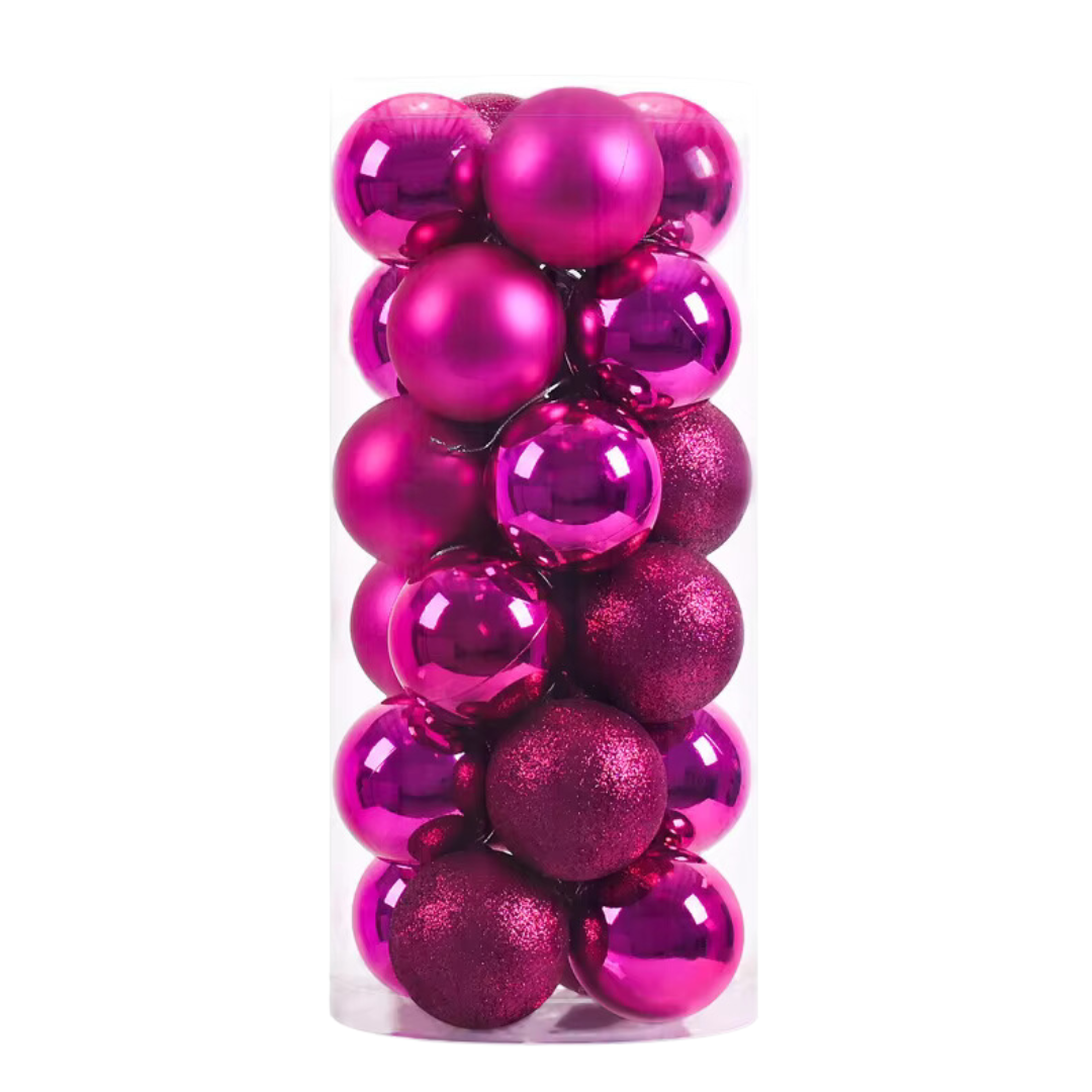 4cm 24pcs Dark Pink Baubles