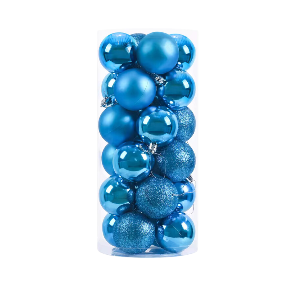 6cm 24pcs Light Blue Baubles