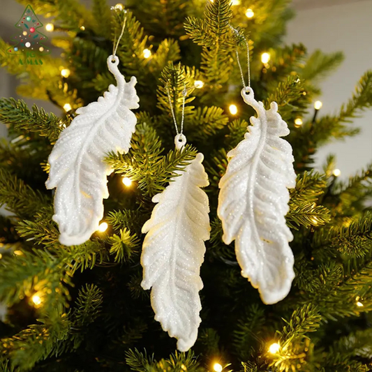 White Ornaments 12cm Feather