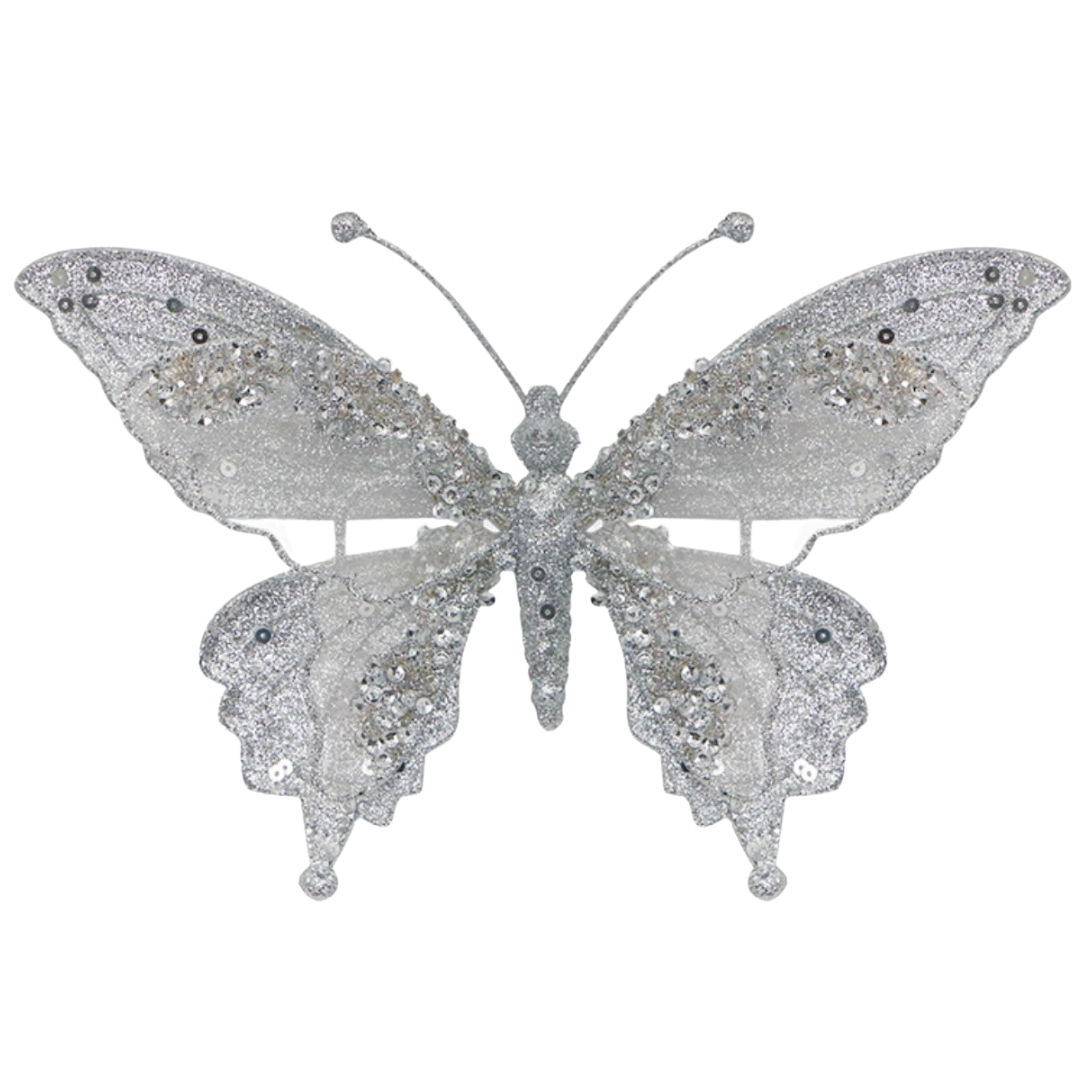 2 Butterly Ornaments Silver