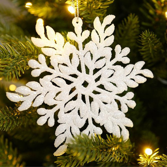 White Tree Ornaments 12cms Snowflake