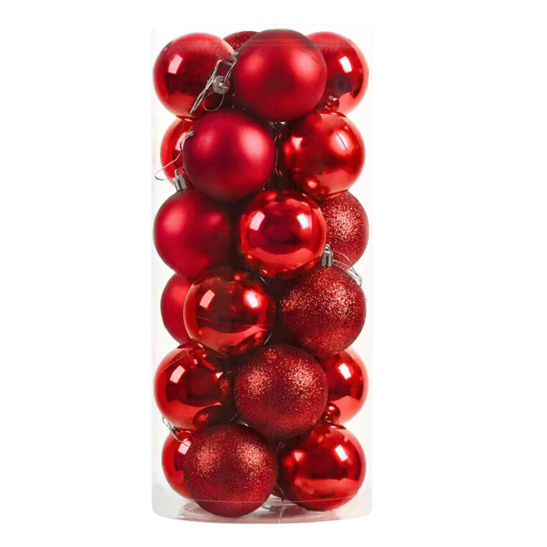 8cm 24pcs Red Baubles