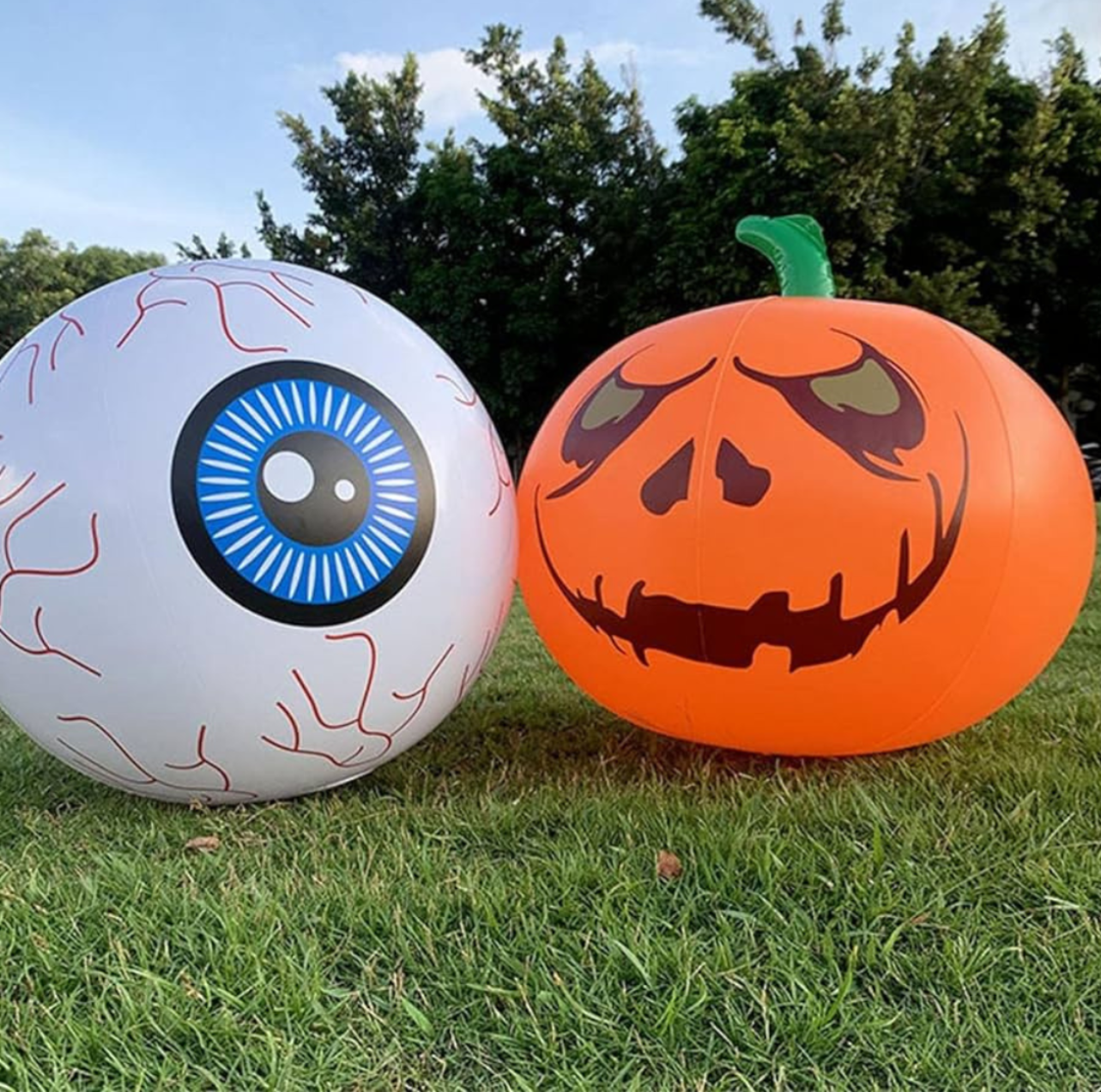 16 Inch Light-Up Inflatable Eyeball & Pumpkin