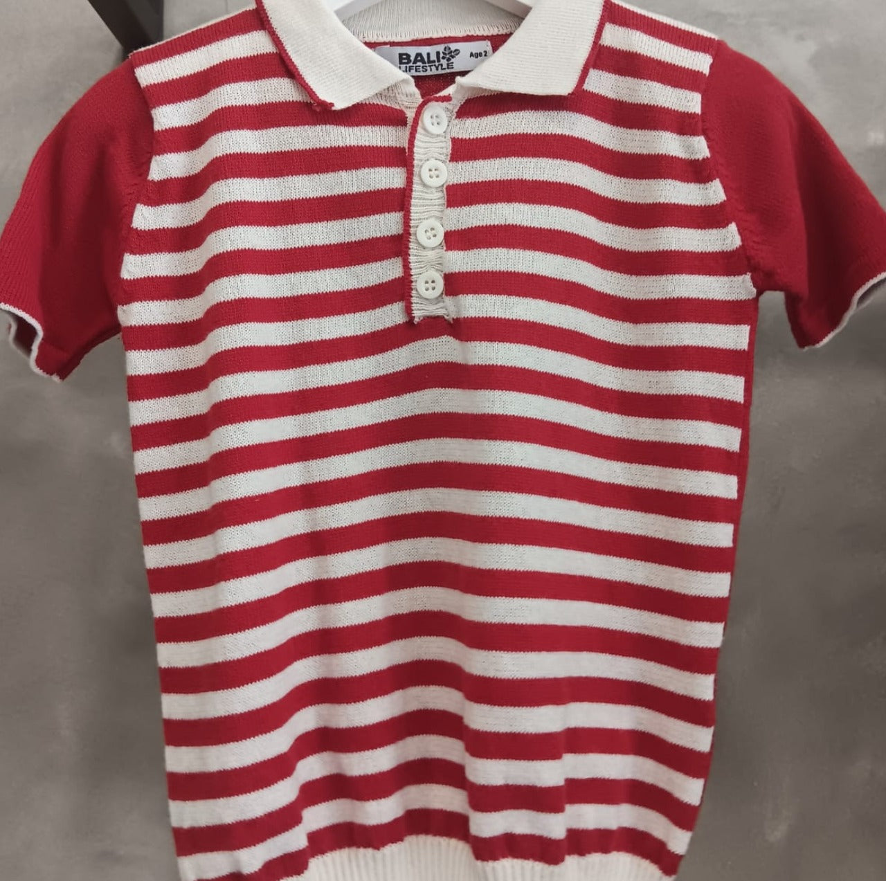 Boys stripped knitted polo top