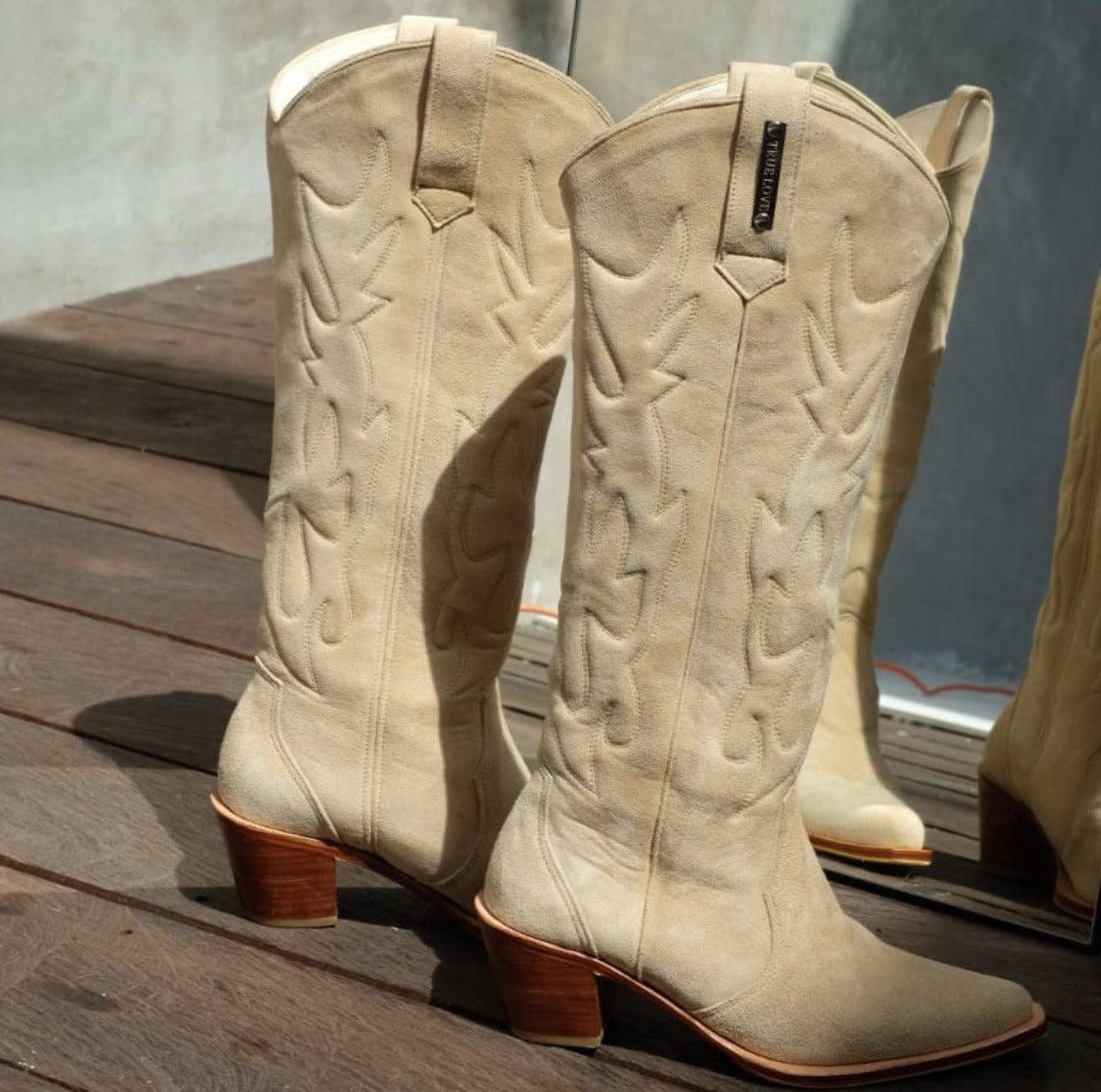 Long Suede Cowboy Boots - Expat Life Style